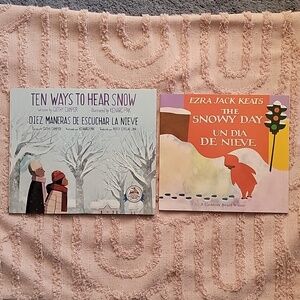 Two Children's Books, Ten Ways To Hear Snow and Snowy Day, NWOT.